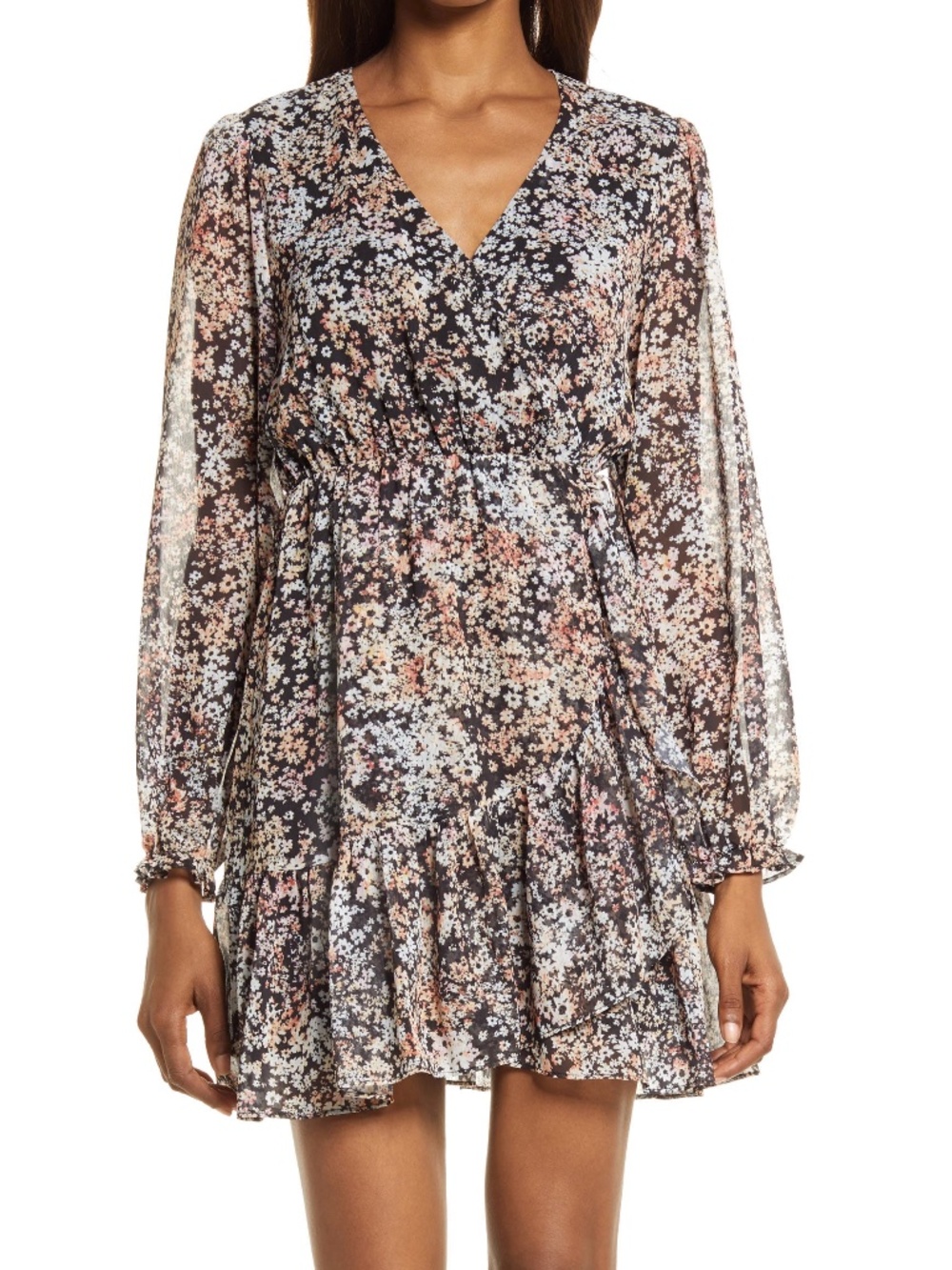 Chelsea28 Floral Long Sleeve Chiffon Dress